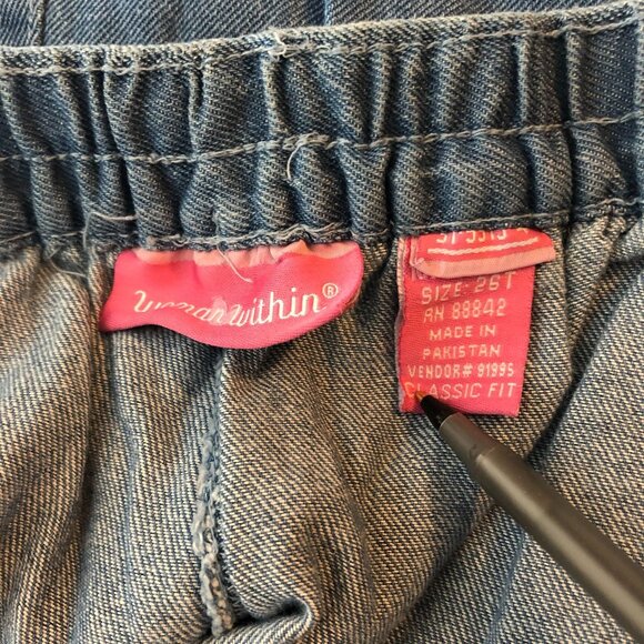 Woman Within Jeans Elastic Waist Pull On Cotton Classic Fit Straight Leg 26T - Picture 3 of 4